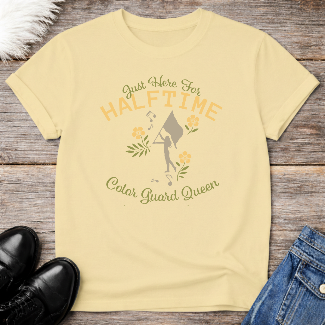 Here For Halftime Show Color Guard Queen Floral T-Shirt