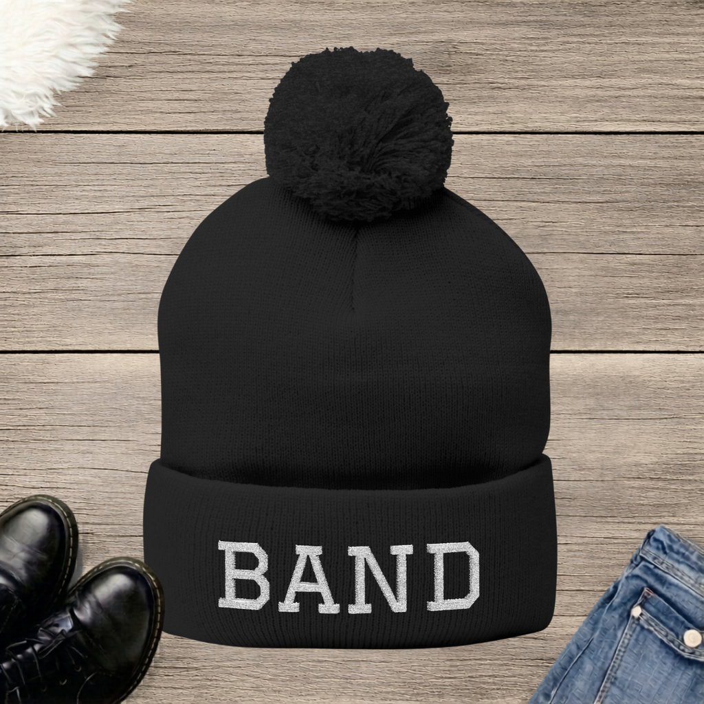 BAND Embroidered Pom-Pom Beanie