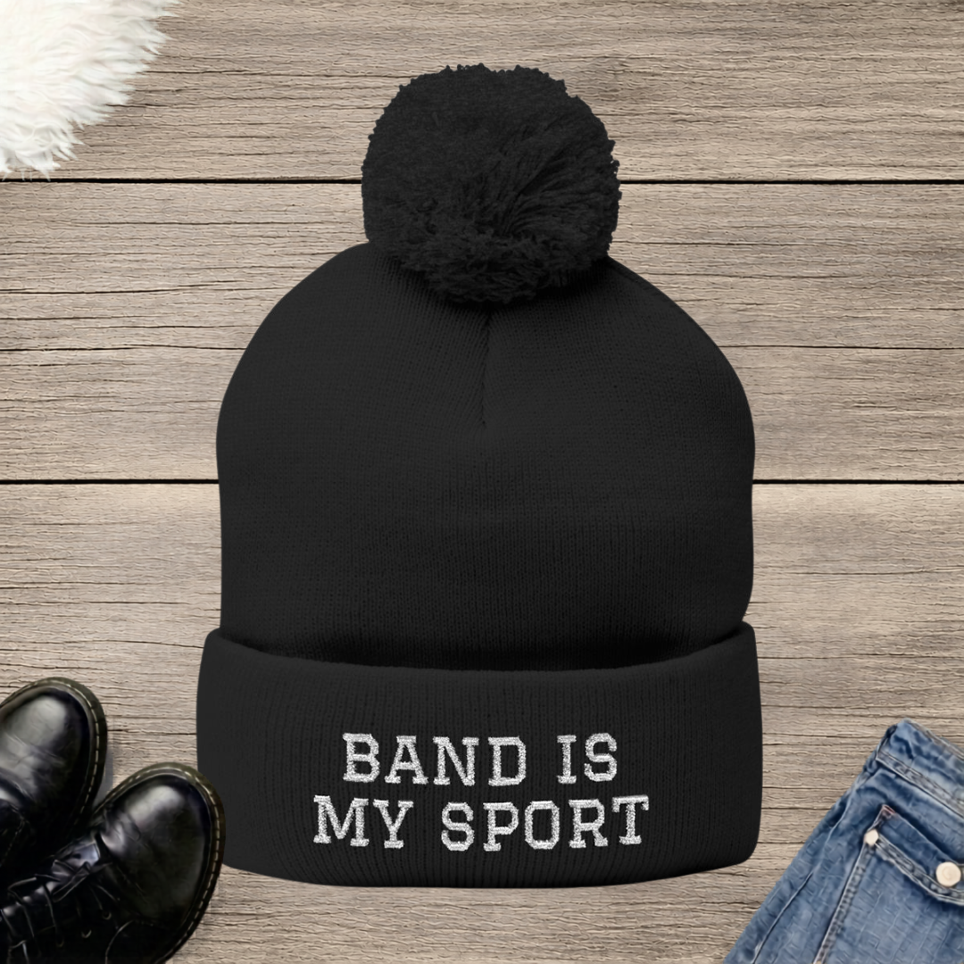 Band Is My Sport Embroidered Pom-Pom Beanie