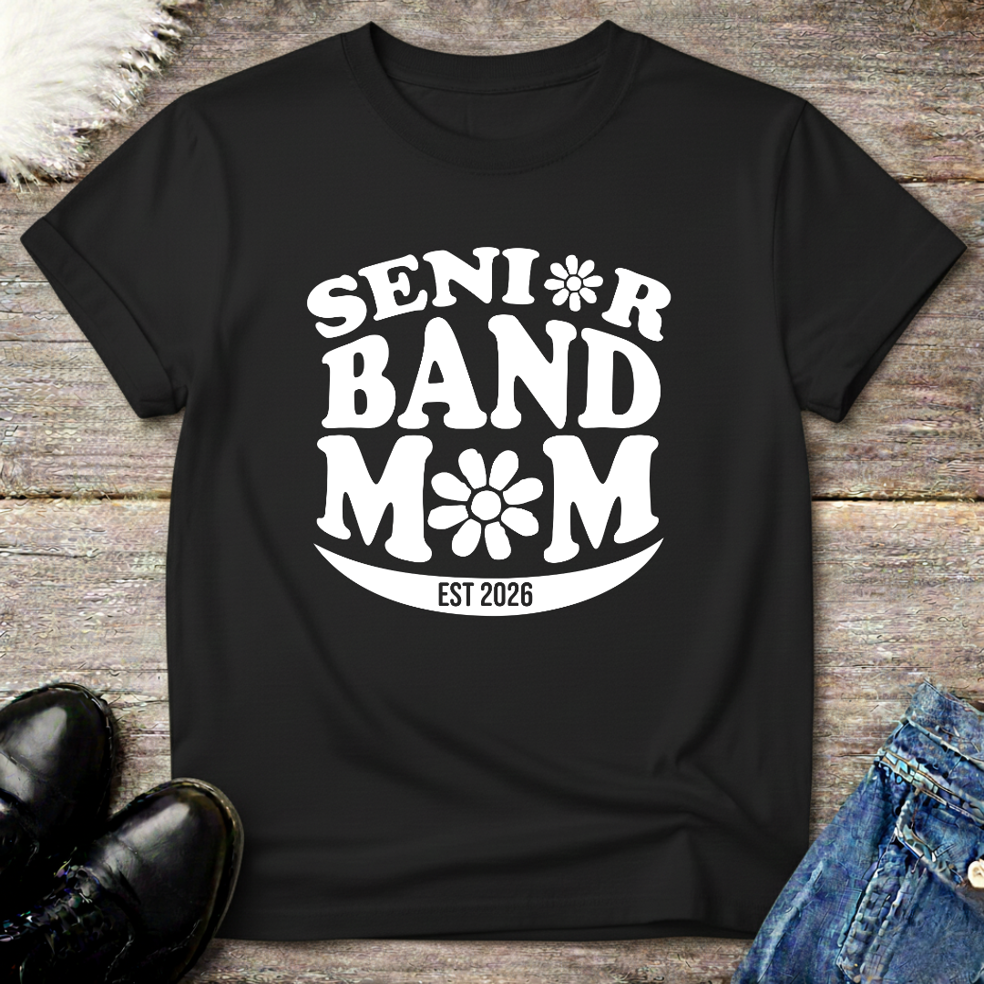 Senior Band Mom Est 2026 Flower Retro T-Shirt