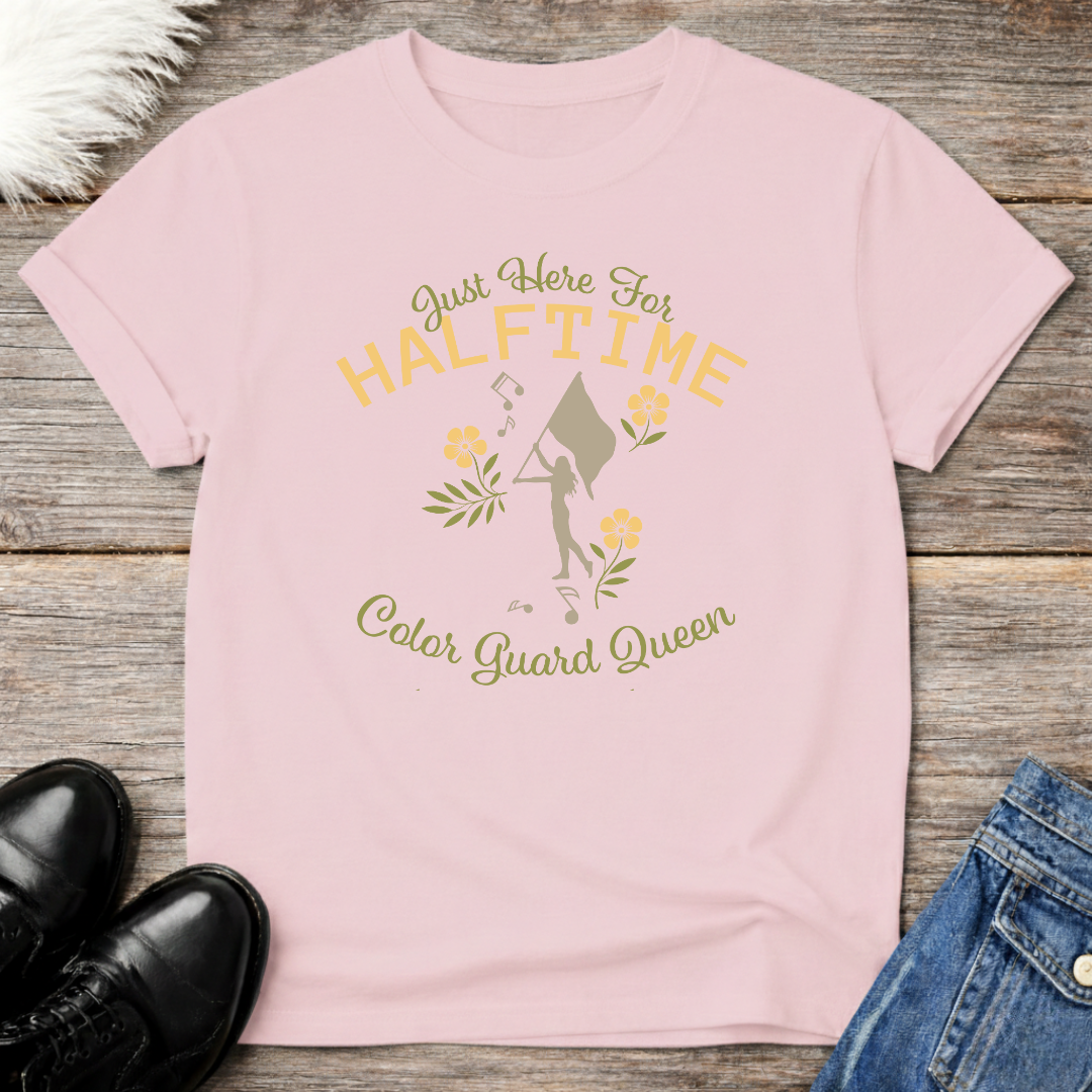 Here For Halftime Show Color Guard Queen Floral T-Shirt