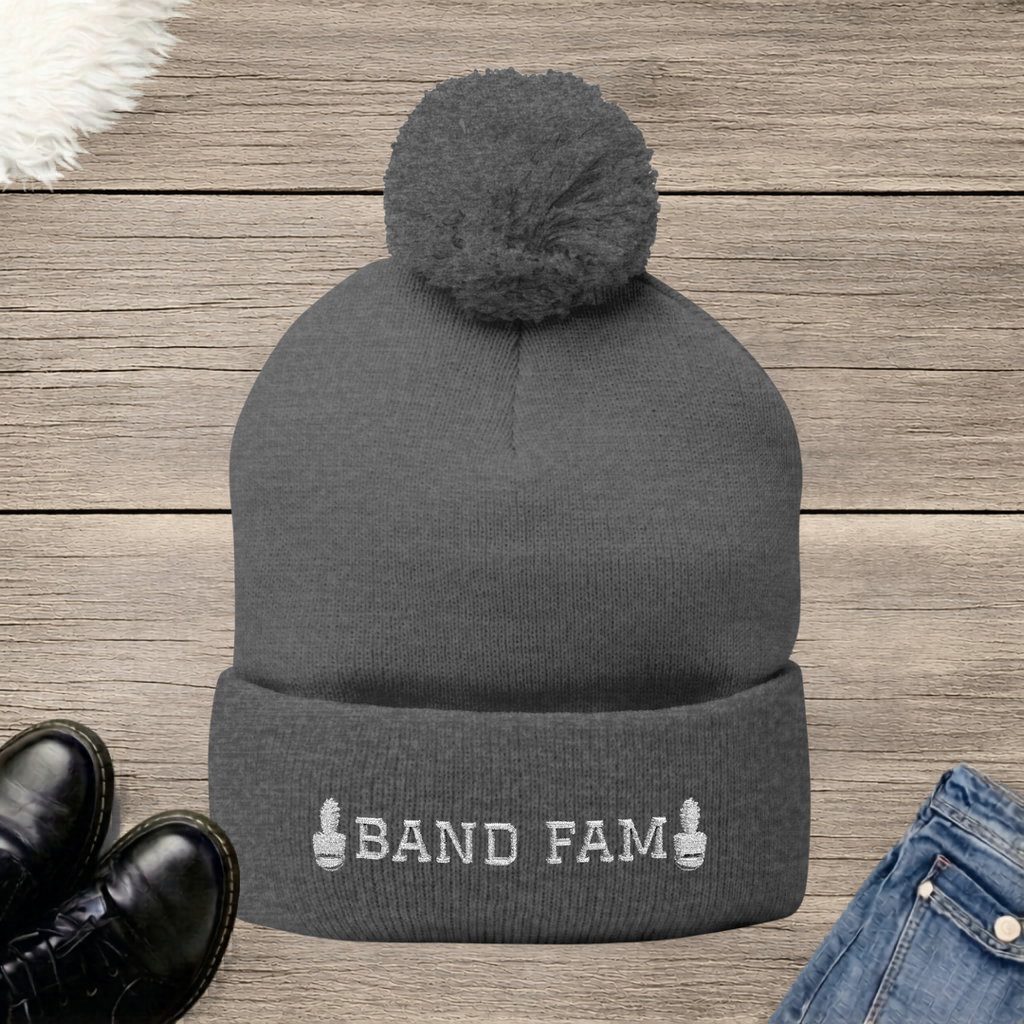 Shako Band Fam Embroidered Pom-Pom Beanie