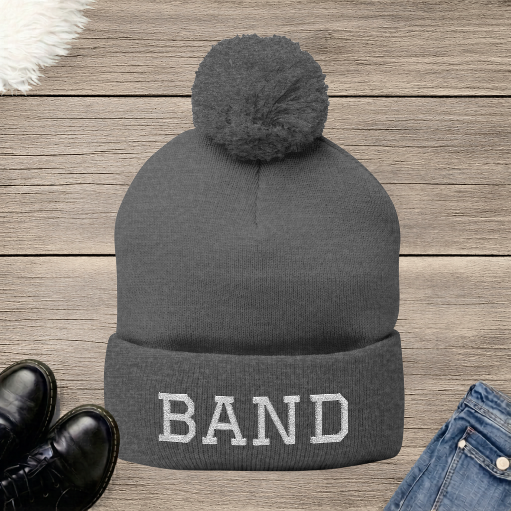 BAND Embroidered Pom-Pom Beanie