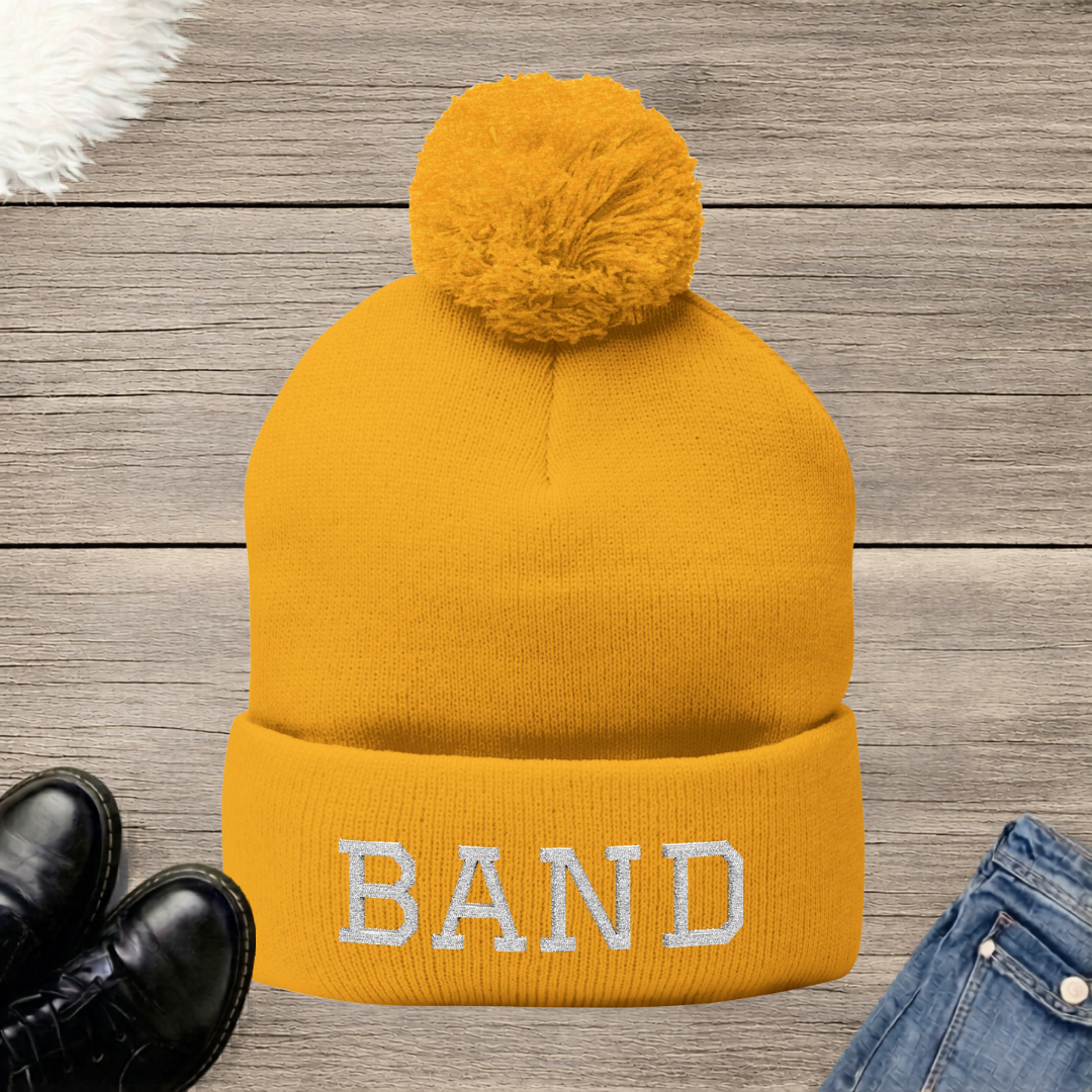 BAND Embroidered Pom-Pom Beanie