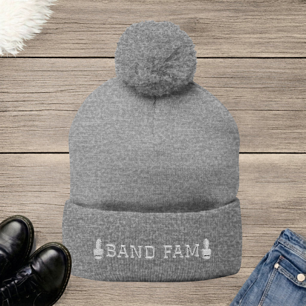 Shako Band Fam Embroidered Pom-Pom Beanie
