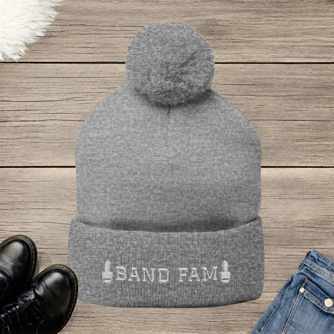 Shako Band Fam Embroidered Pom-Pom Beanie