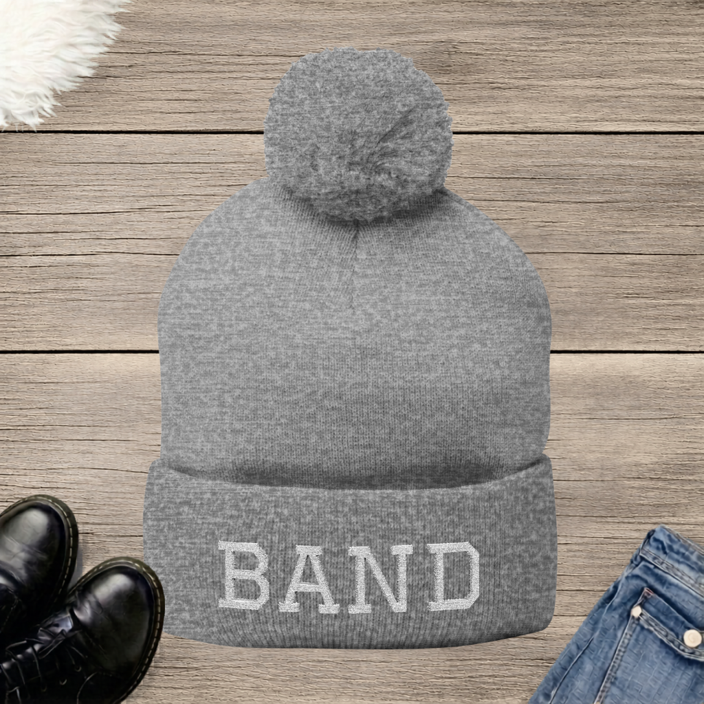 BAND Embroidered Pom-Pom Beanie