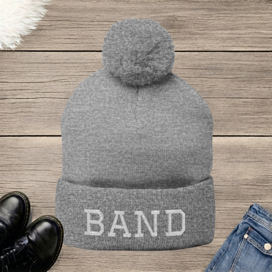 BAND Embroidered Pom-Pom Beanie
