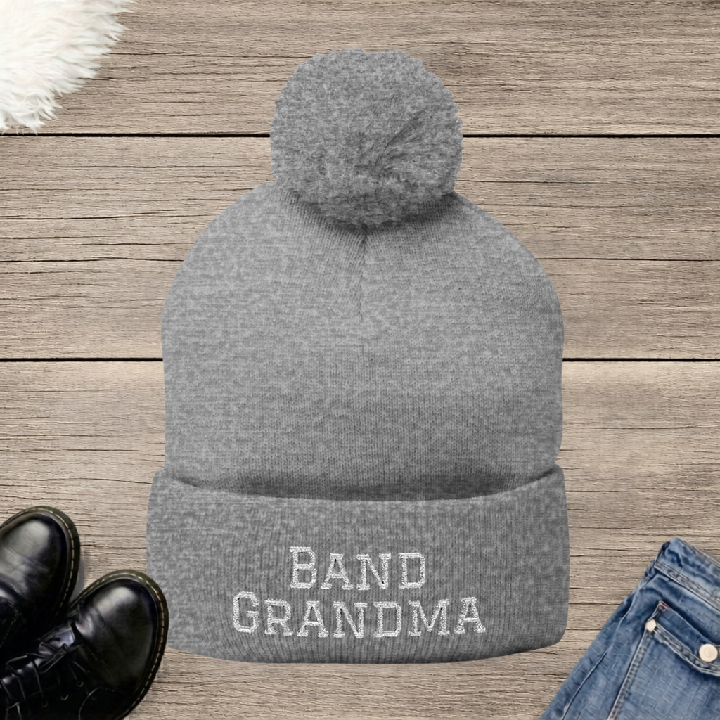 Band Grandma Embroidered Pom-Pom Beanie