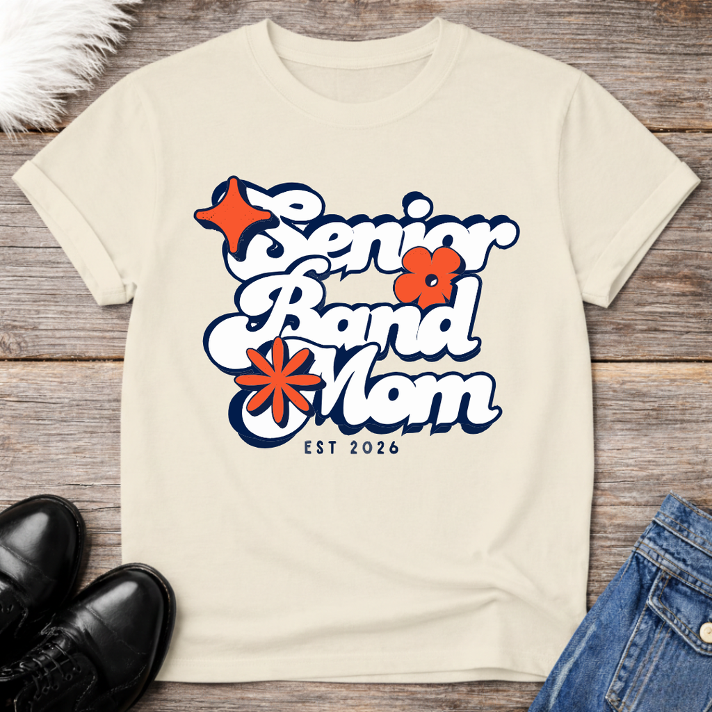 Senior Band Mom Est 26 Retro Tee
