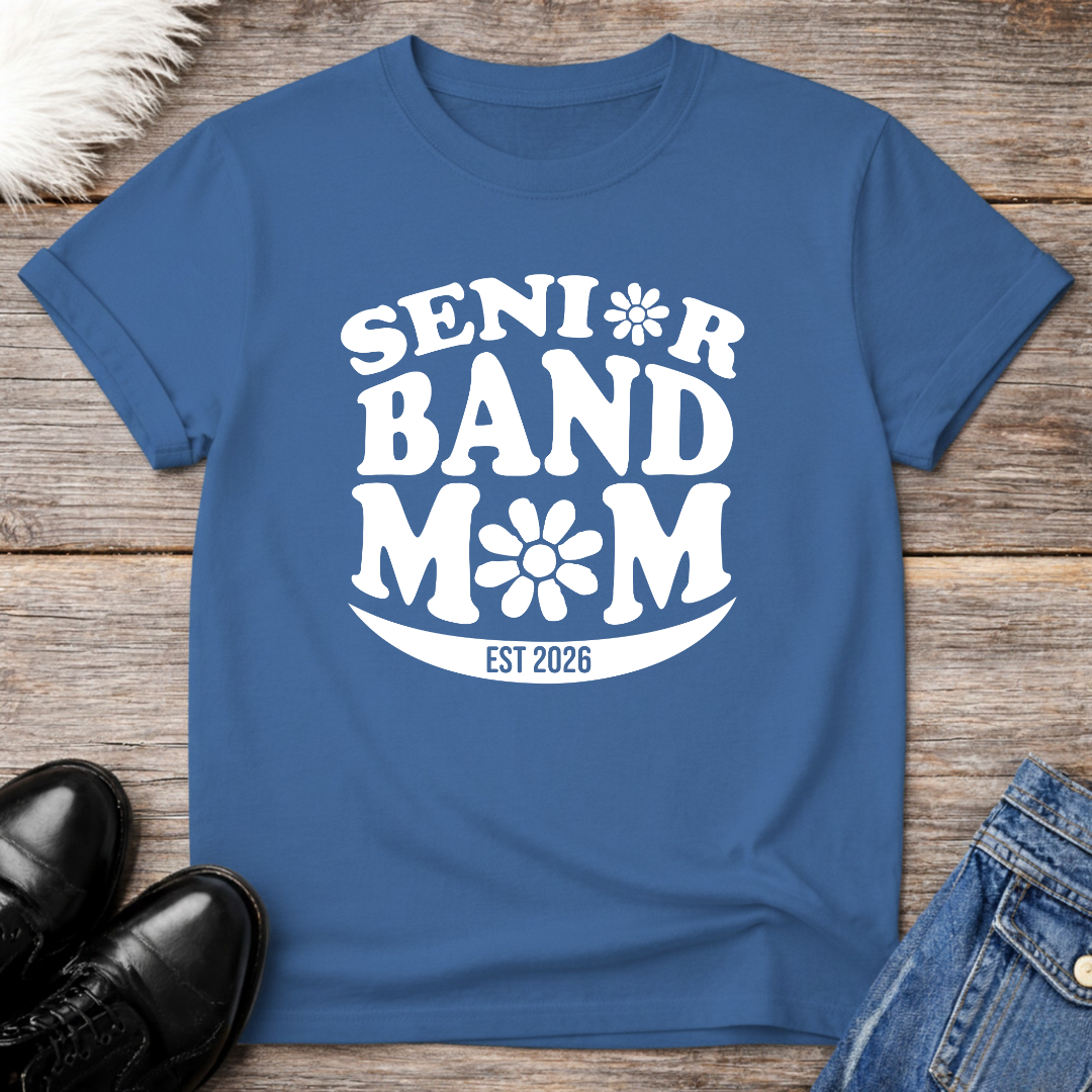 Senior Band Mom Est 2026 Flower Retro T-Shirt