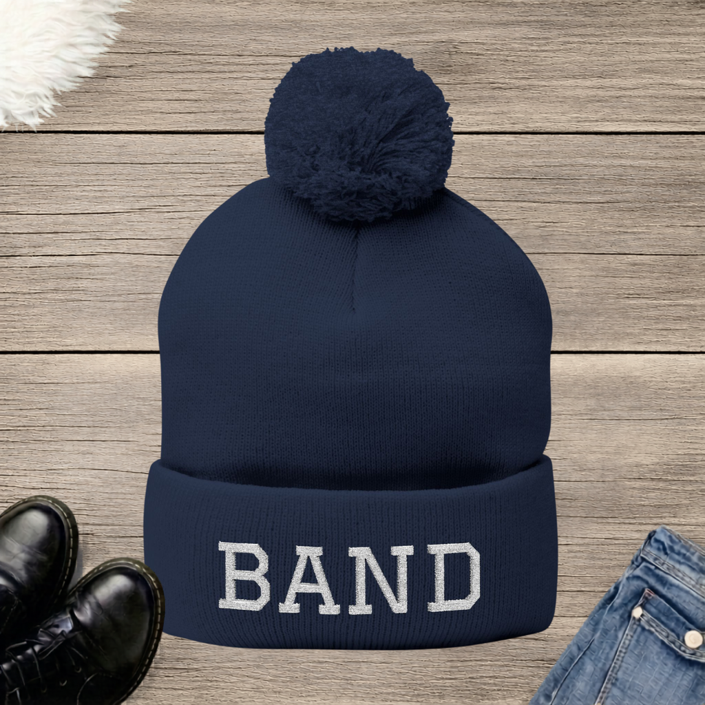 BAND Embroidered Pom-Pom Beanie