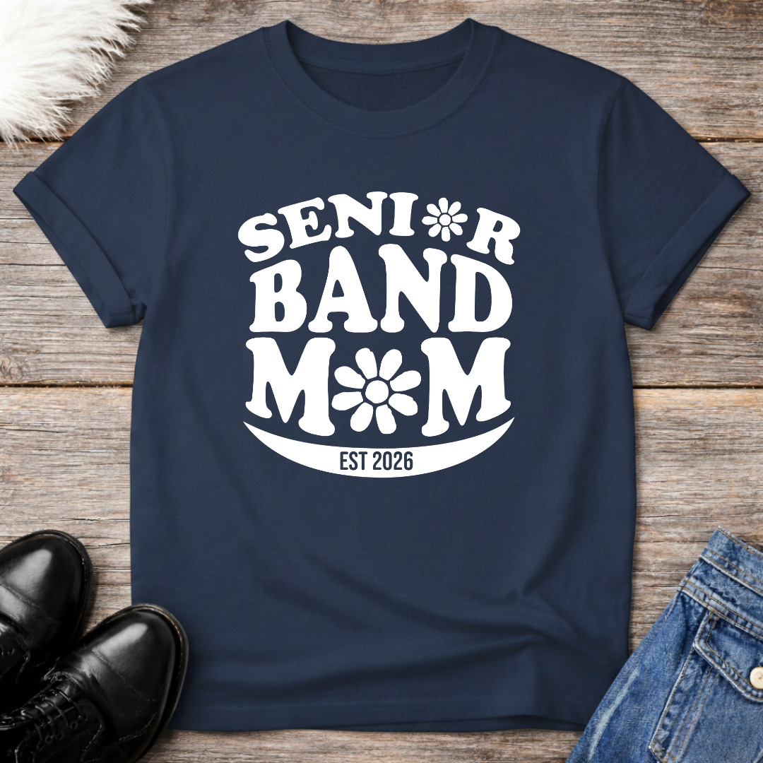 Senior Band Mom Est 2026 Flower Retro T-Shirt