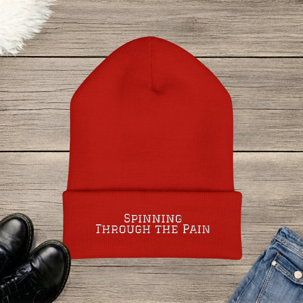 Spinning Through the Pain Embroidered Cuffed Beanie