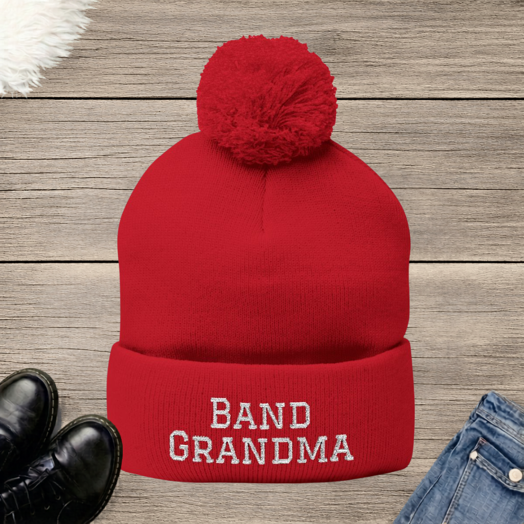 Band Grandma Embroidered Pom-Pom Beanie