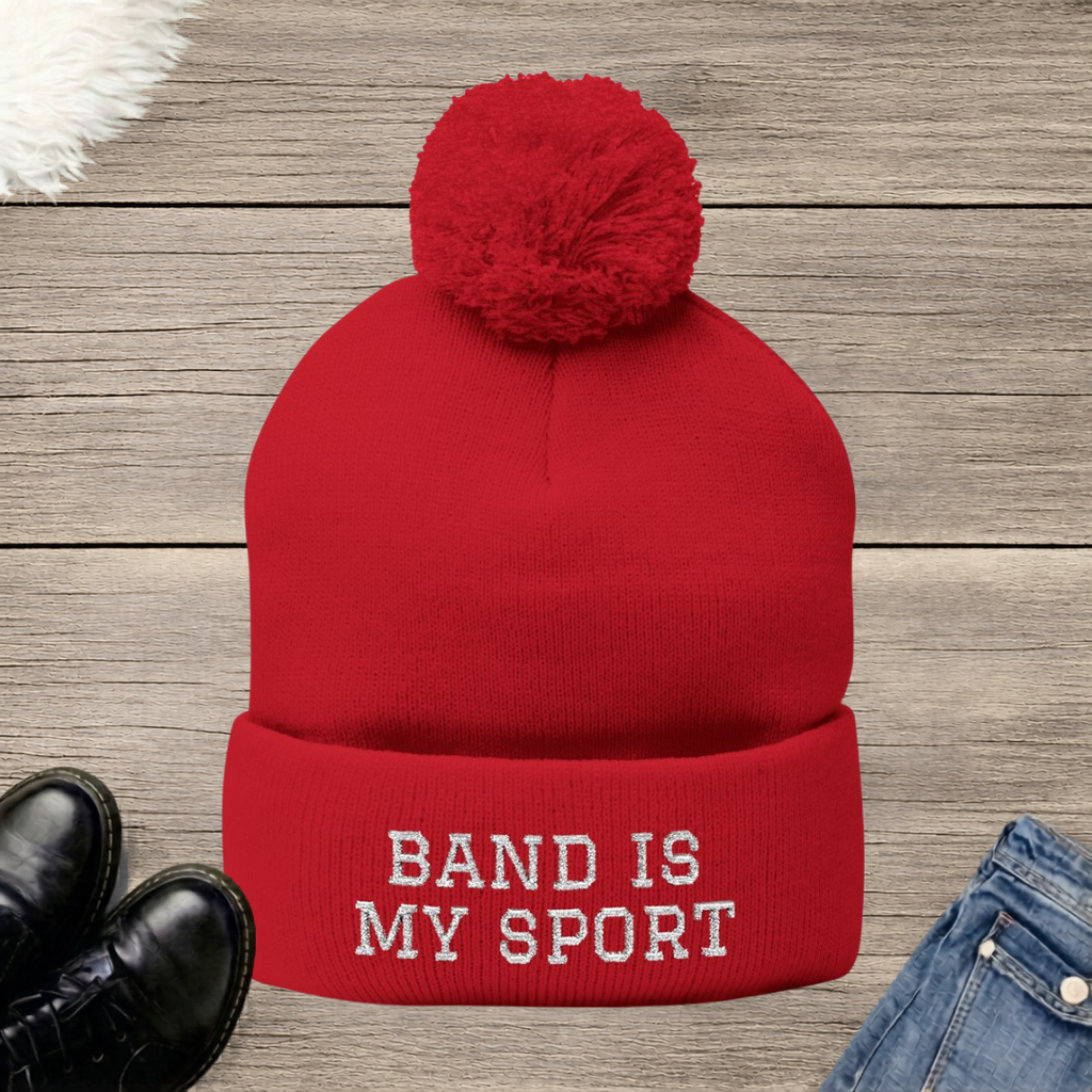Band Is My Sport Embroidered Pom-Pom Beanie
