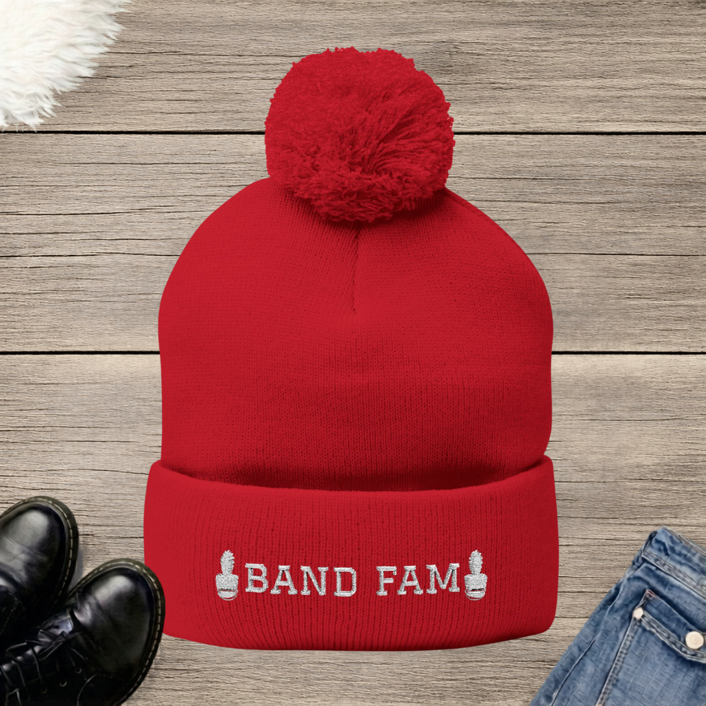 Shako Band Fam Embroidered Pom-Pom Beanie