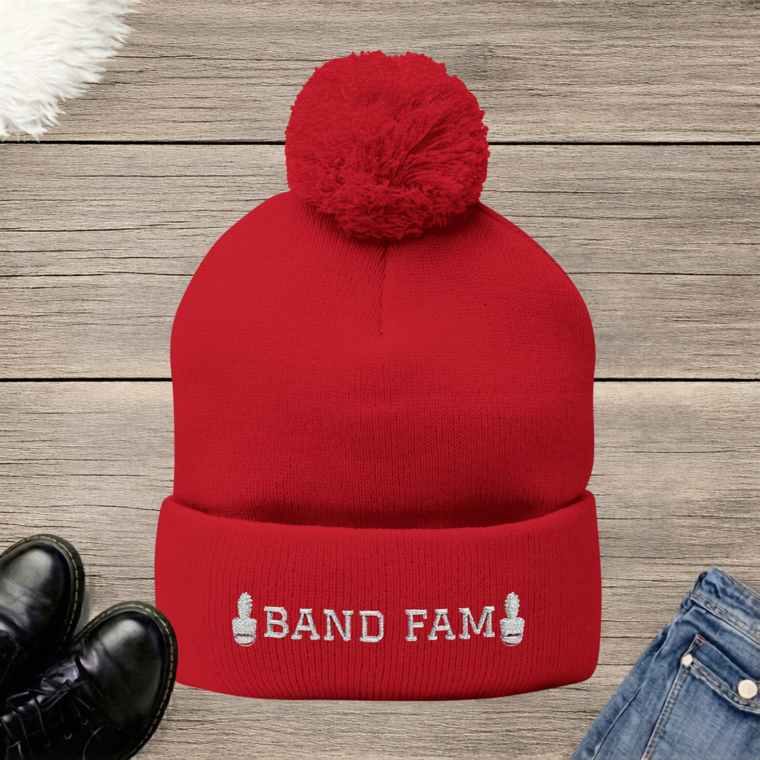 Shako Band Fam Embroidered Pom-Pom Beanie