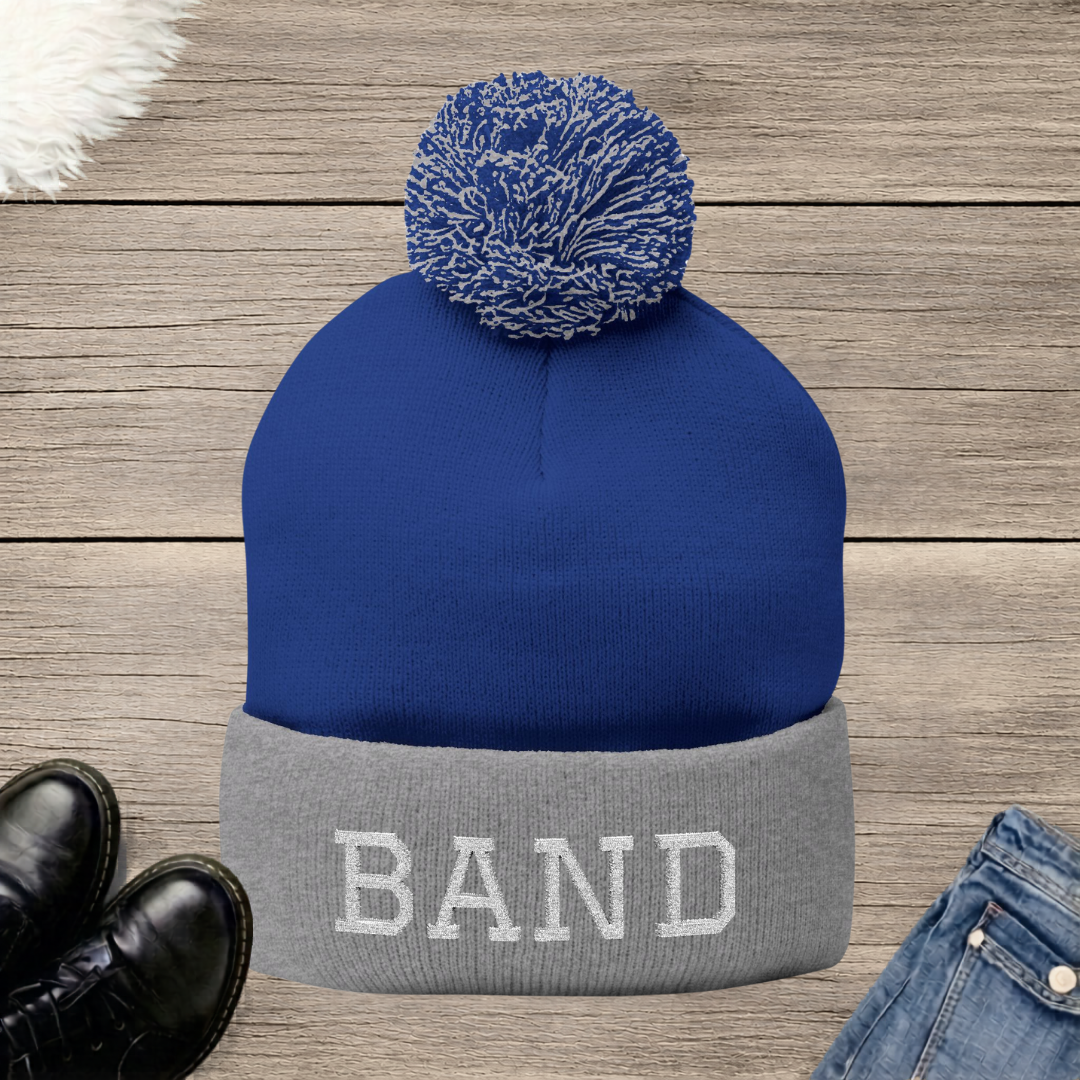 BAND Embroidered Pom-Pom Beanie