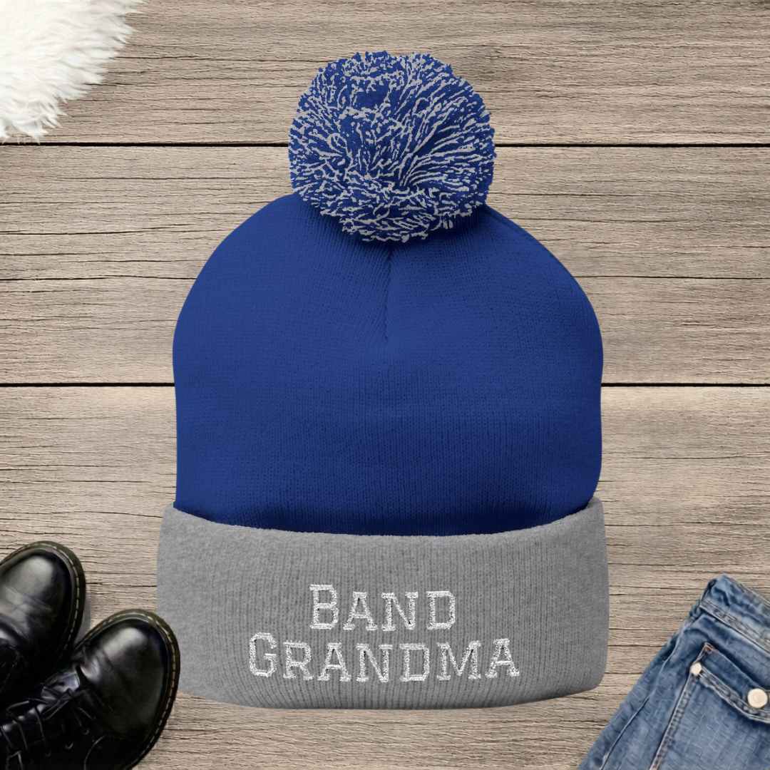 Band Grandma Embroidered Pom-Pom Beanie