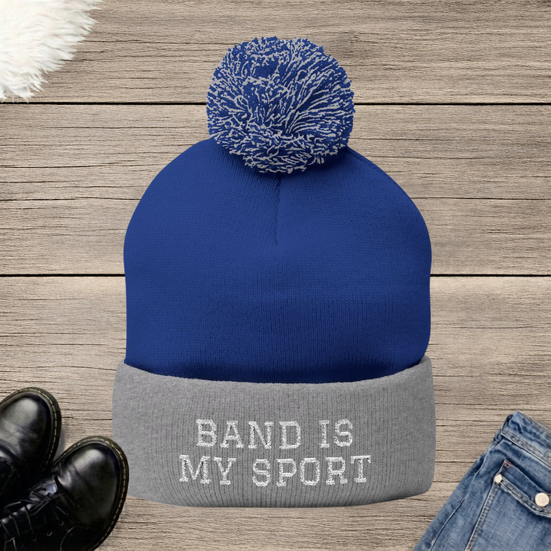 Band Is My Sport Embroidered Pom-Pom Beanie