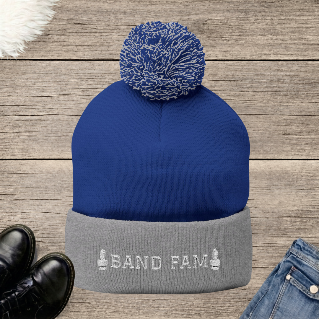 Shako Band Fam Embroidered Pom-Pom Beanie