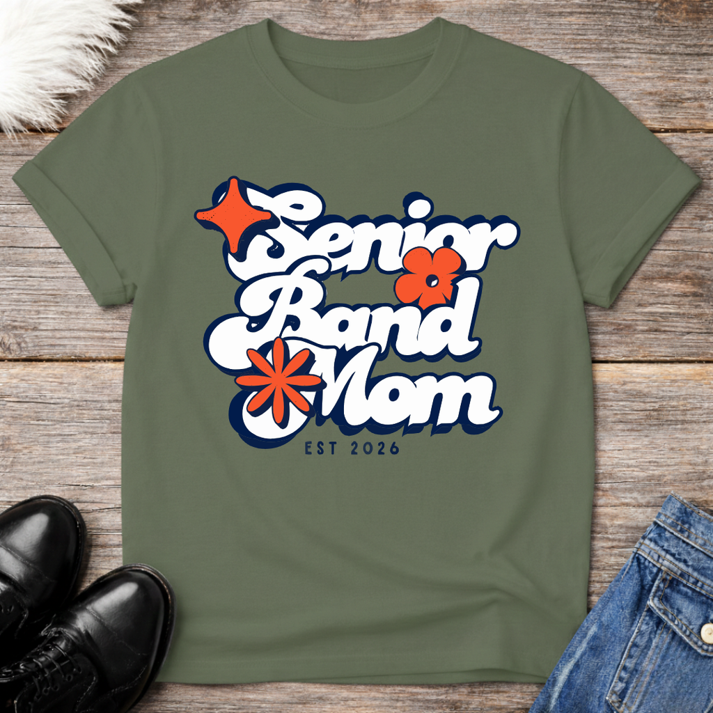 Senior Band Mom Est 26 Retro Tee