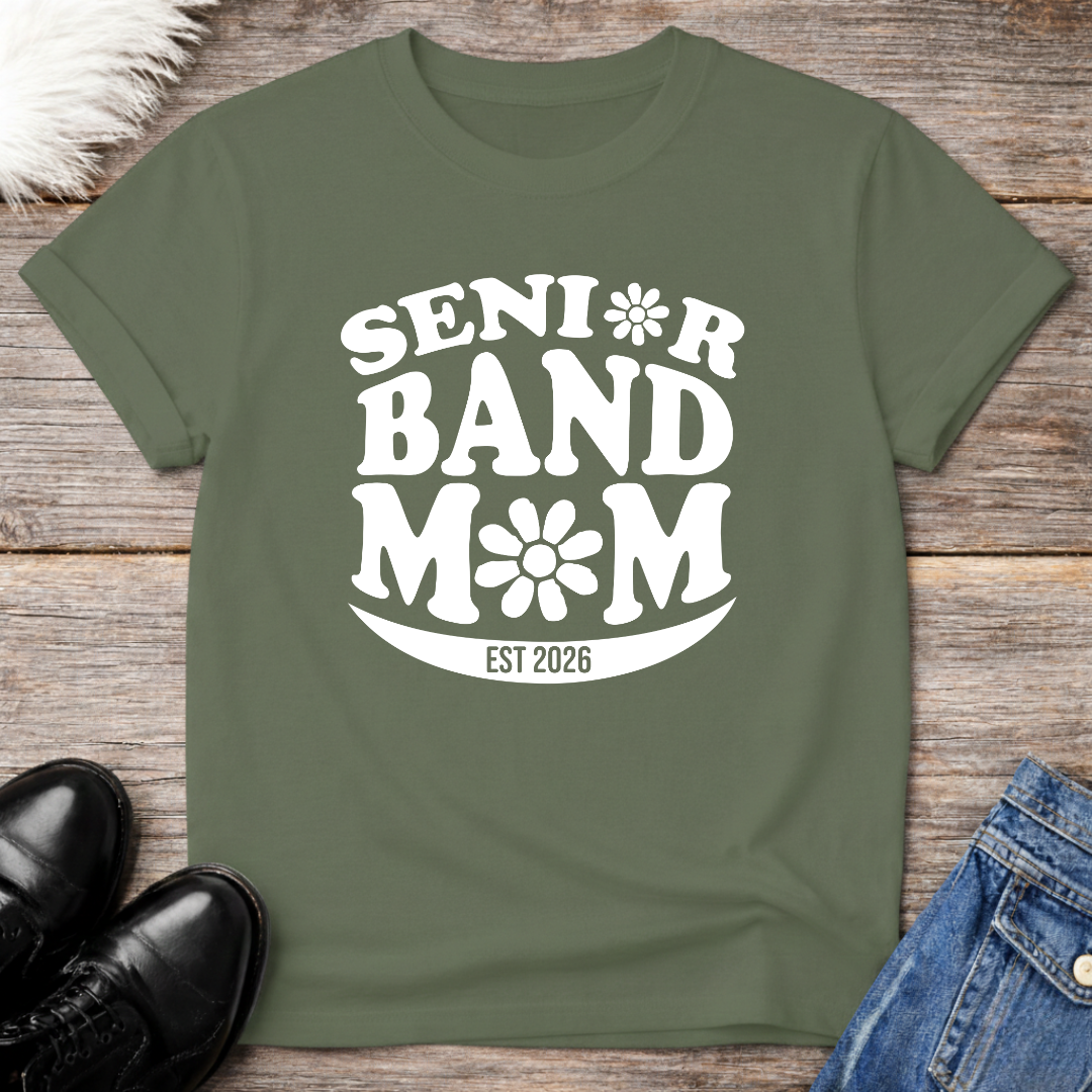 Senior Band Mom Est 2026 Flower Retro T-Shirt
