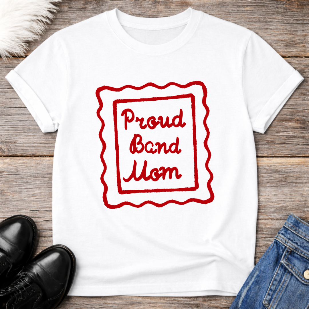 Proud Band Mom Doodle Stamp Tee