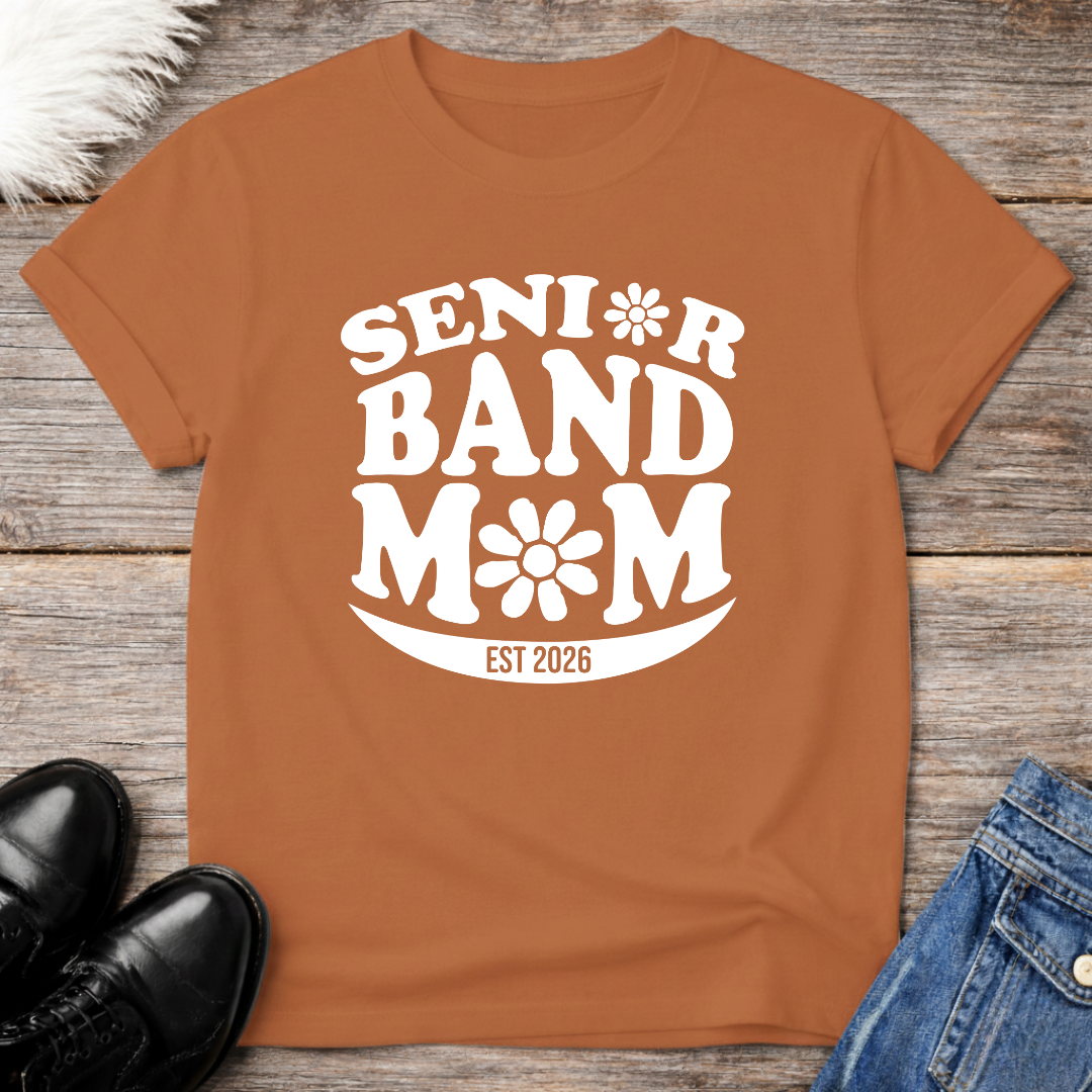 Senior Band Mom Est 2026 Flower Retro T-Shirt